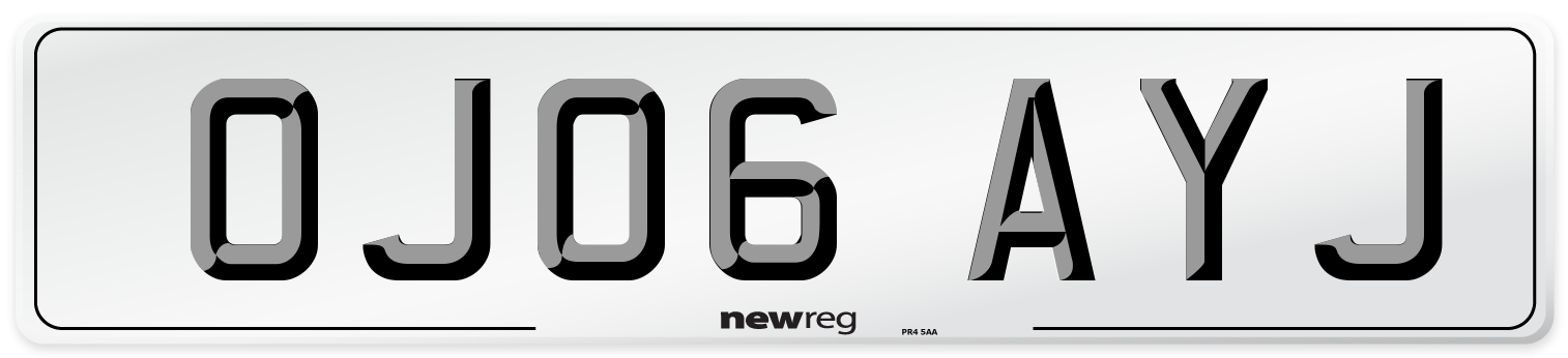 OJ06 AYJ Number Plate from New Reg